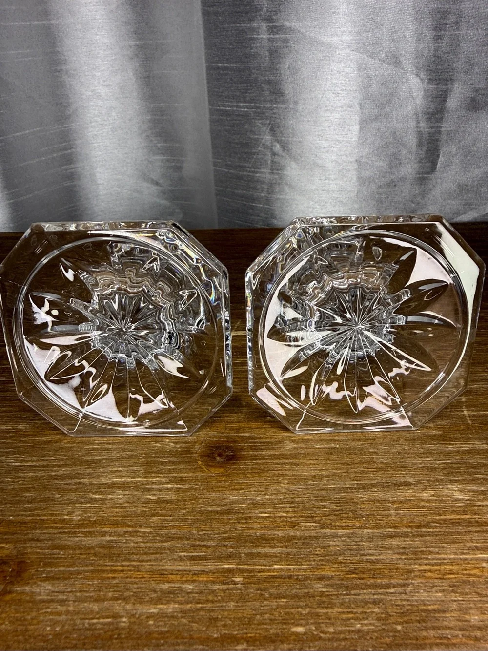 Vtg Mikasa Lead Crystal Elegant Edinburgh Candlestick Holders Set of 2 READ